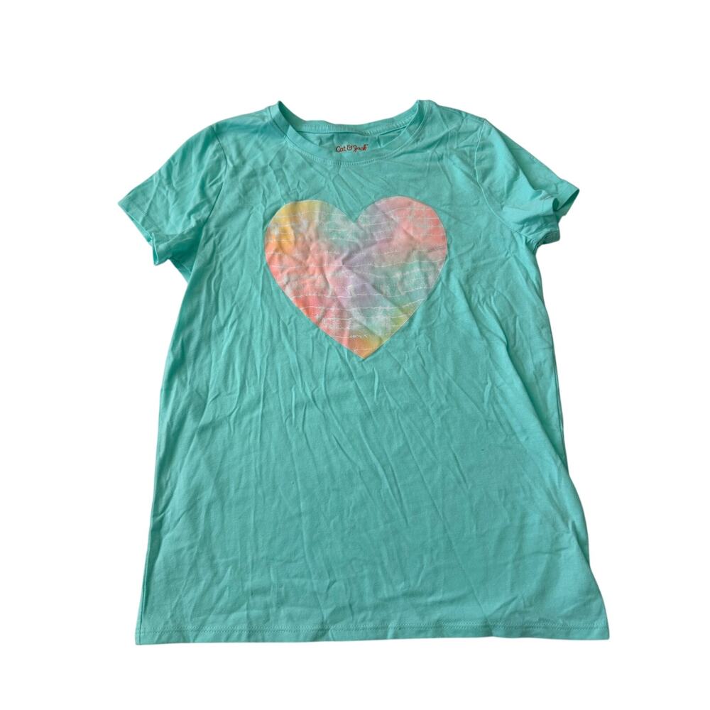 Cat & Jack Girls' Teal Watercolor Heart Tee - Picture 1 of 3